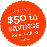 $50 in Savings Sticker